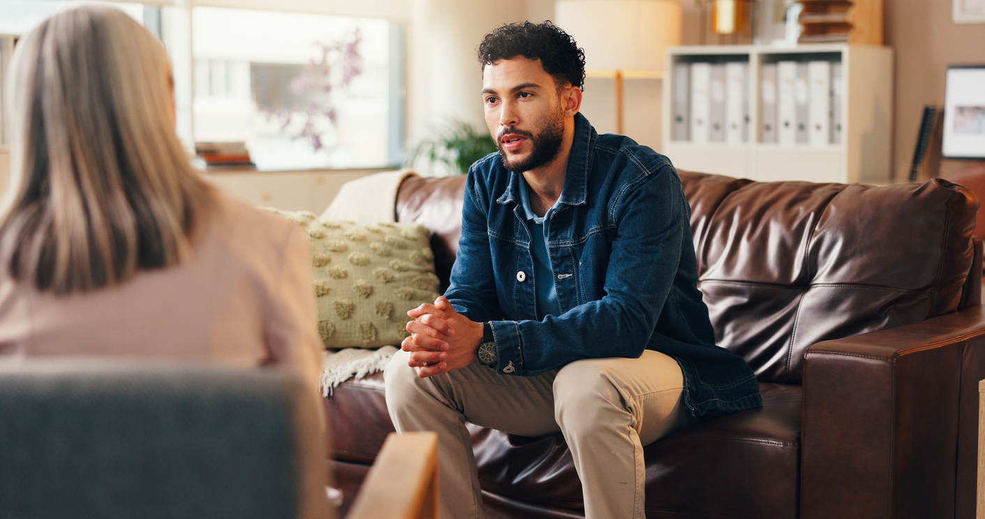 Man talking to counselor