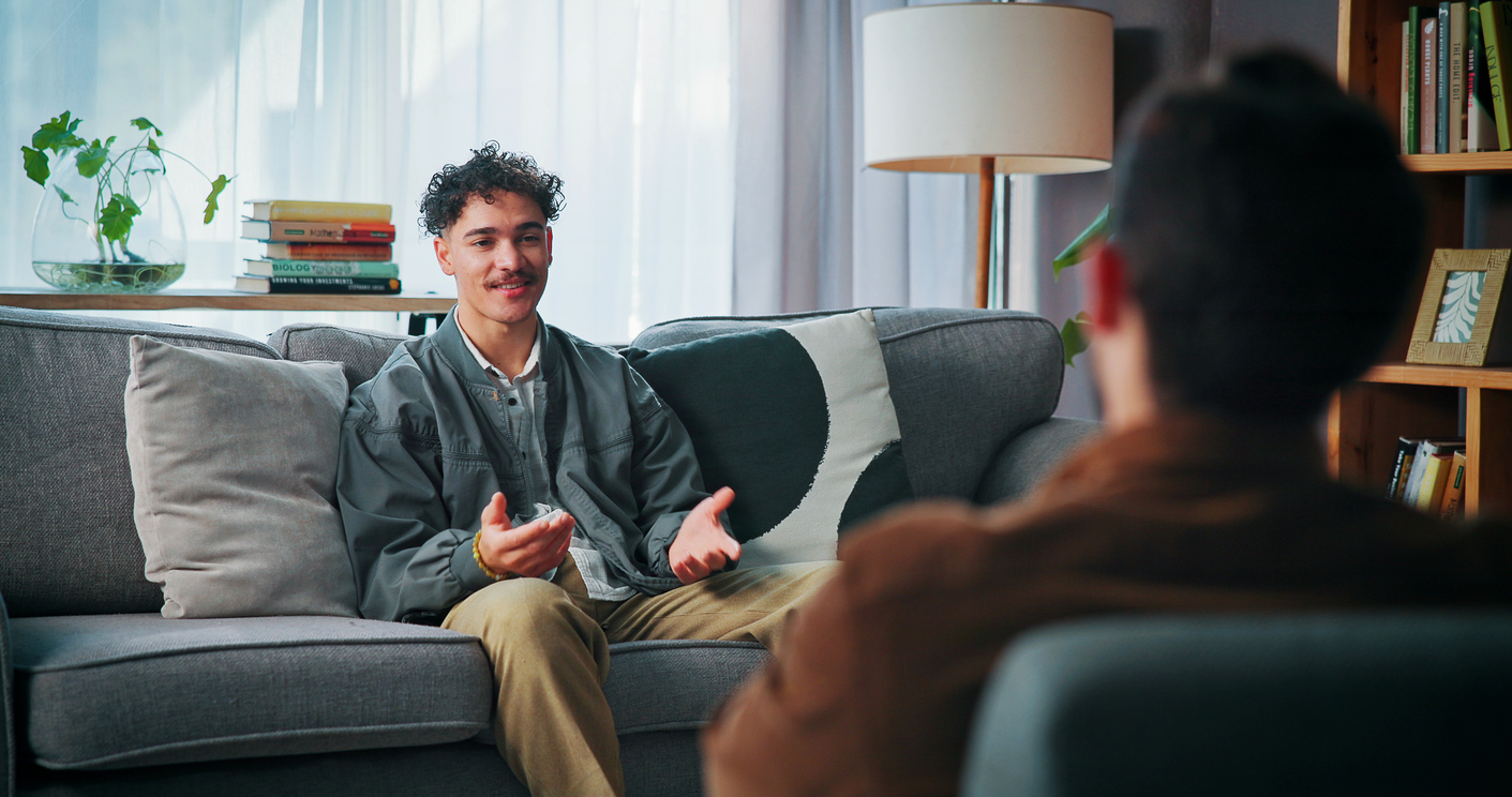 Man talking to counselor