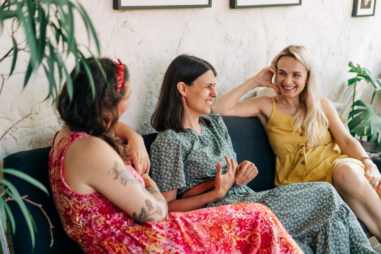 Women meeting and talking at recovery home