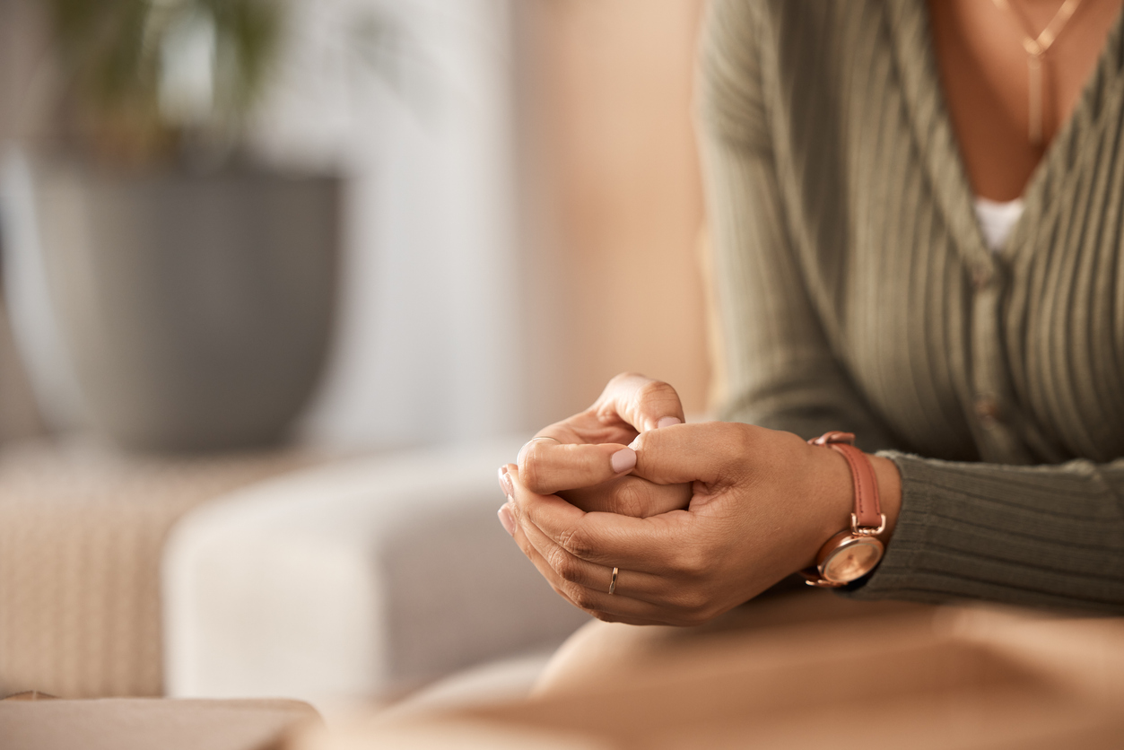 Anxious woman receiving care